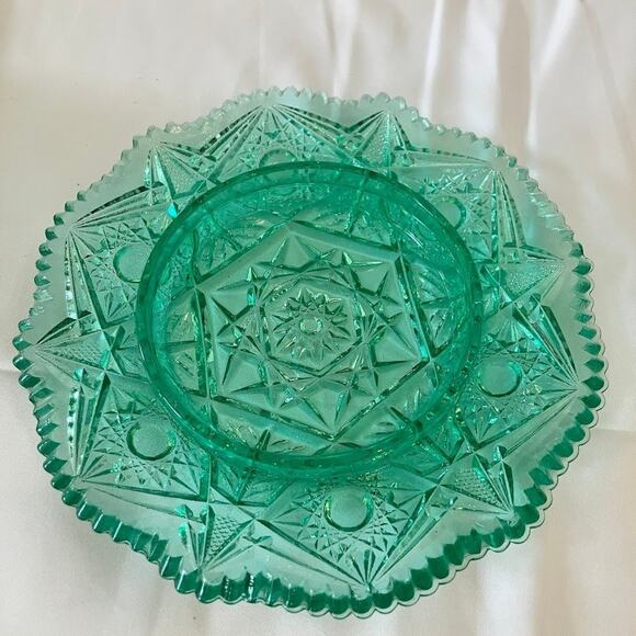 Vintage Viking Glass Dalzell Domed Lidded Cheese Butter Dish Pressed Glass Green - Picture 3 of 13